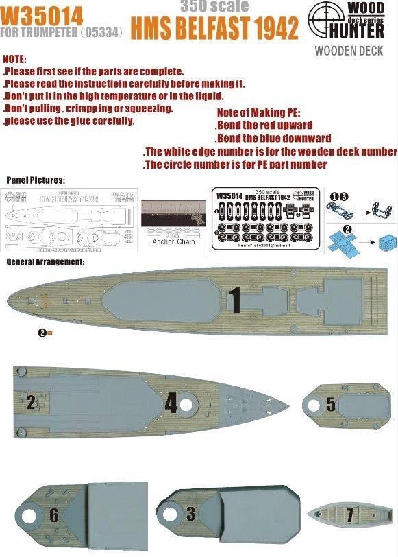 FlyHawk W35014 1/350 HMS BELFAST 1942(For Trumpeter 05334) Wooden Deck