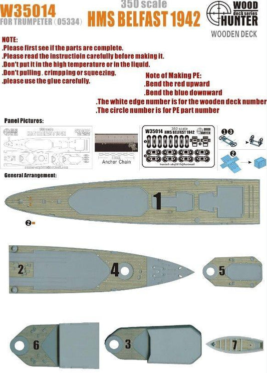 FlyHawk W35014 1/350 HMS BELFAST 1942(For Trumpeter 05334) Wooden Deck