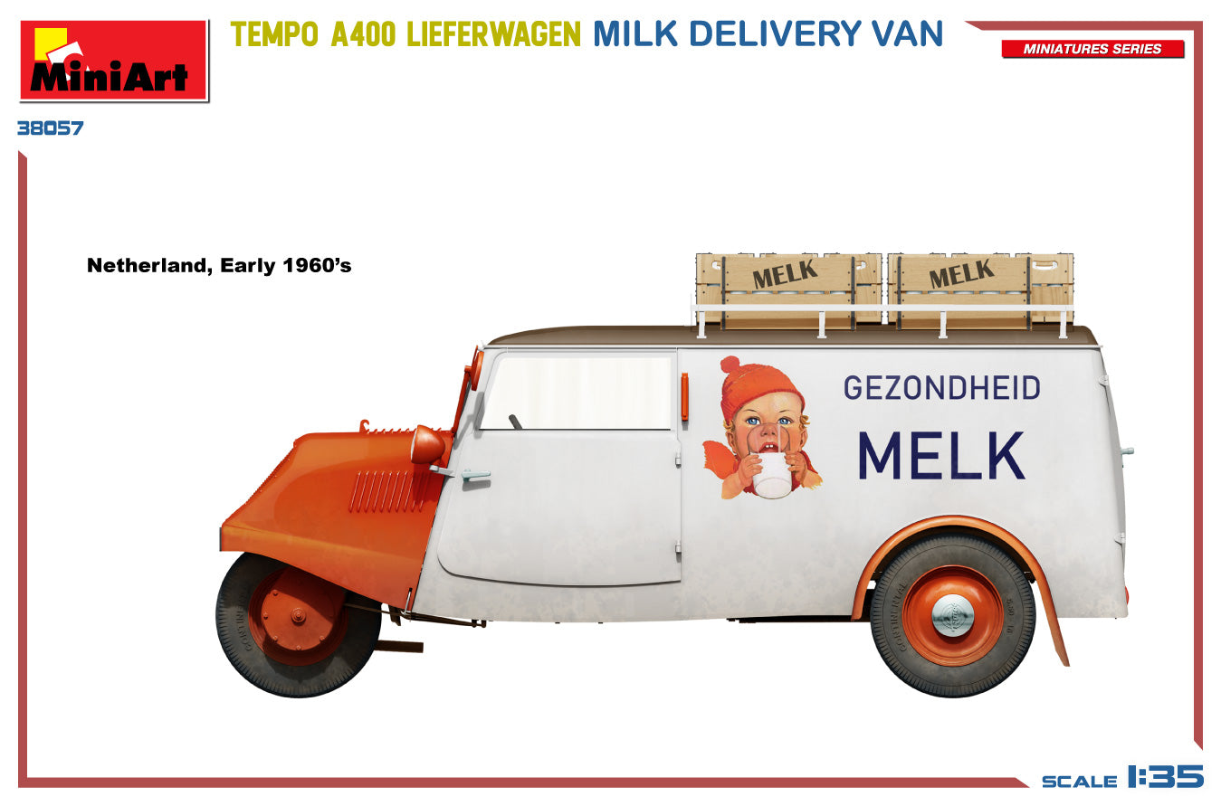 MiniArt 38057 1/35 Tempo A400 Lieferwagen Milk Delivery Van