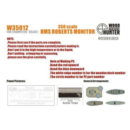 FlyHawk W35012 1/350 HMS ROBERTS MONITOR (For Trumpeter 05335) Wooden Deck